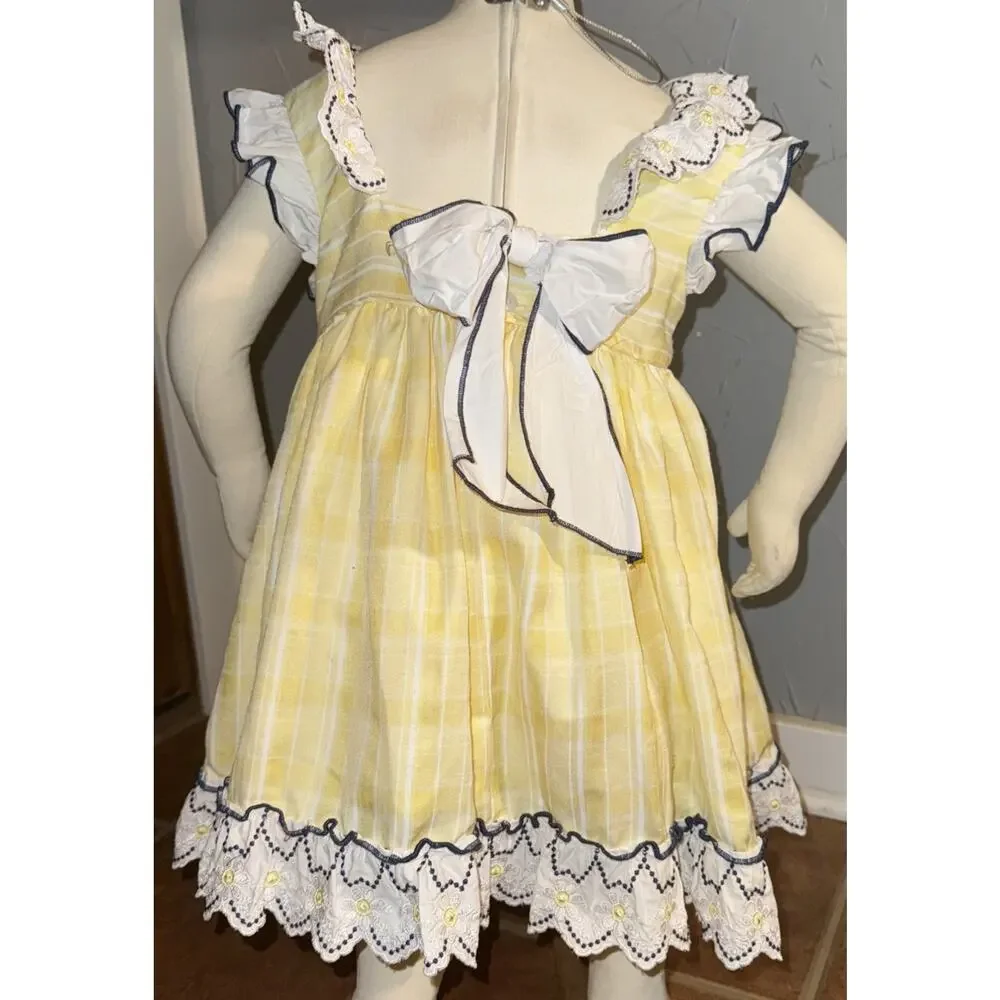 Pettigirl Yellow White Navy Sundress Size 5‎